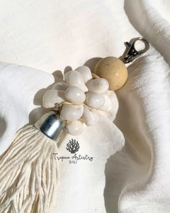 Handmade White Shell Cluster Keychain 4