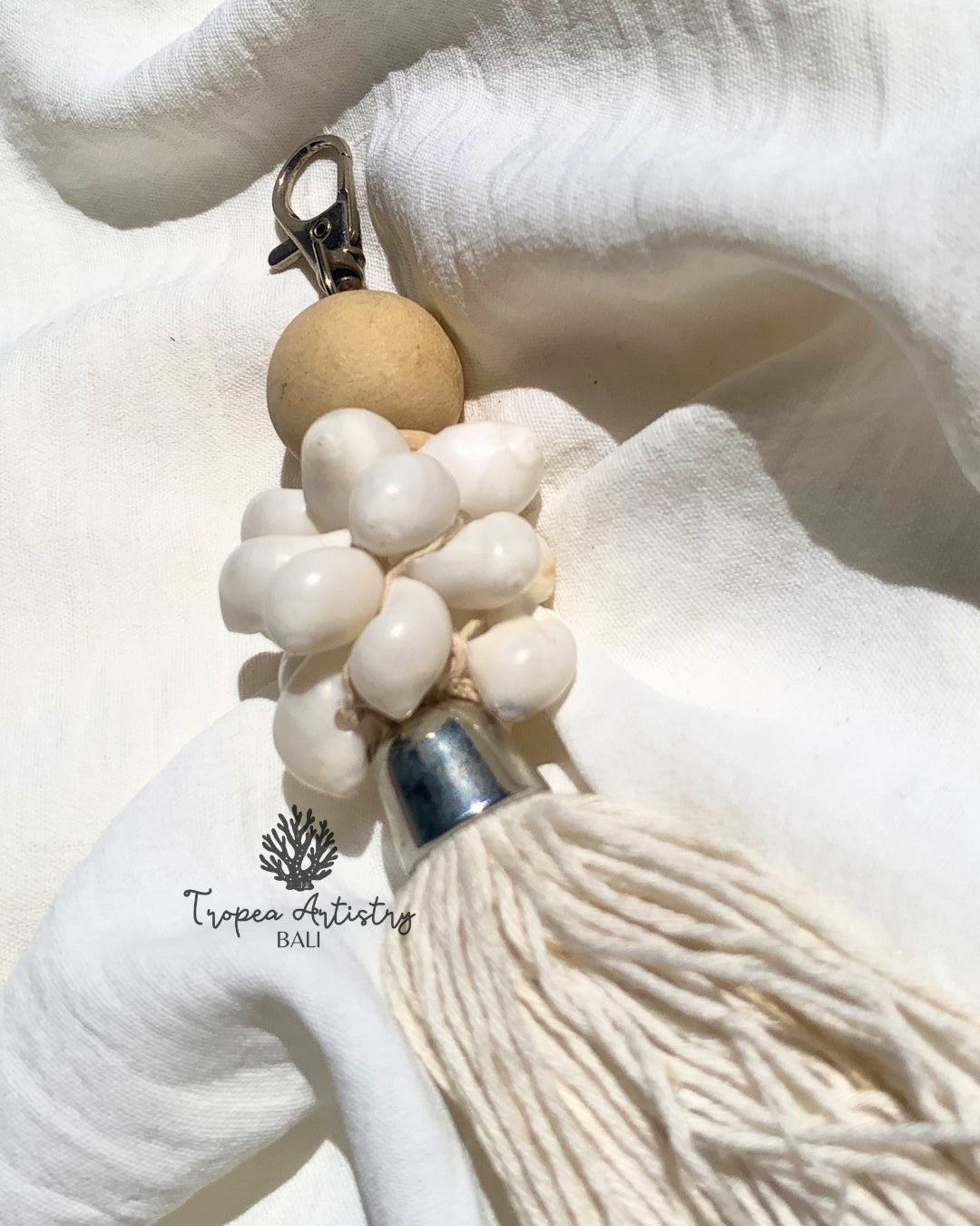 Handmade White Shell Cluster Keychain 5