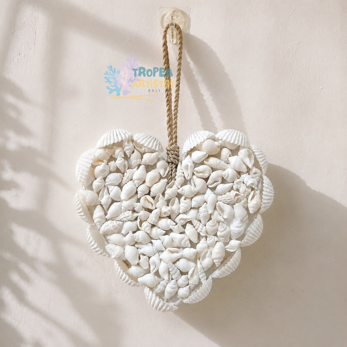 Natural White Heart Seashell Hanging Decor 1
