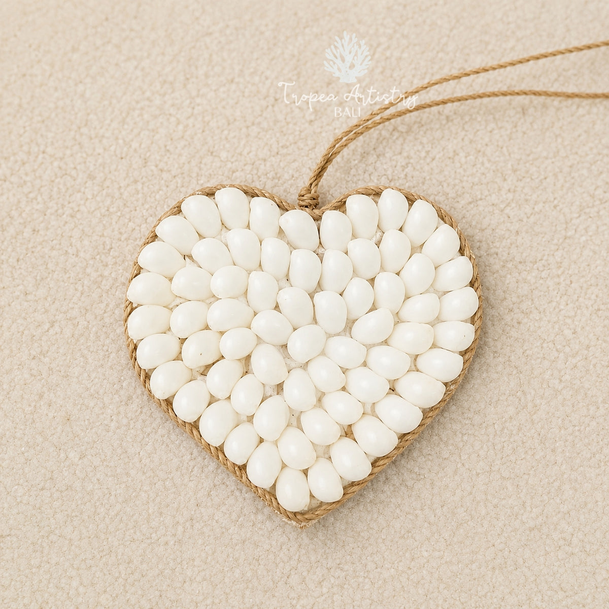 Pearl White Heart Seashell Hanging Decor 1