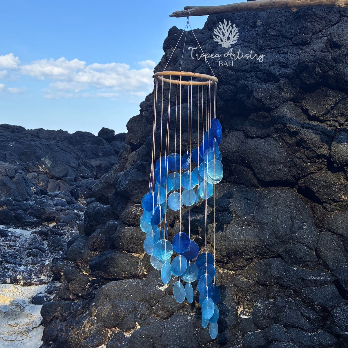Sky Blue Capiz Shell Wind Chime