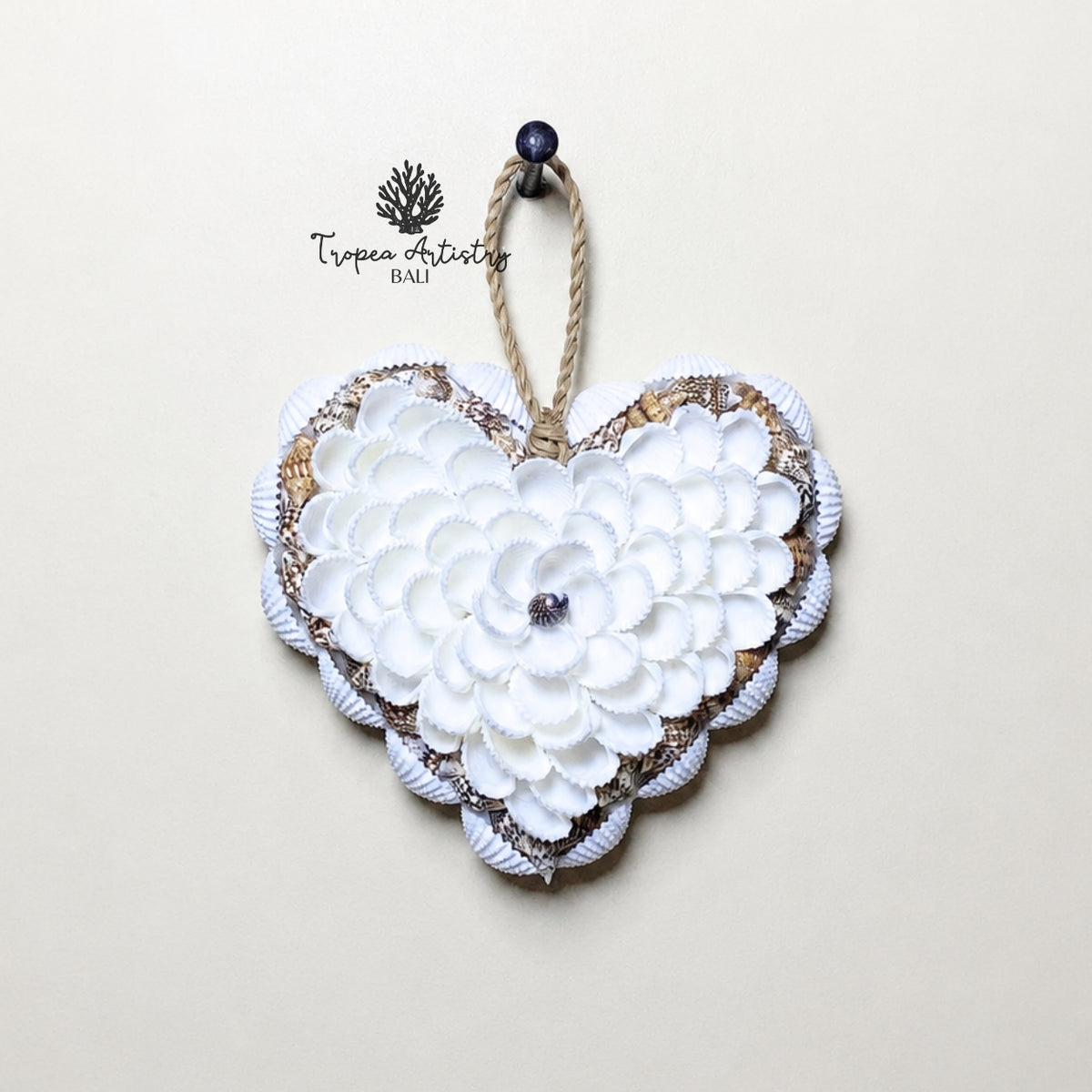Sandy White Heart Seashell Hanging Decor
