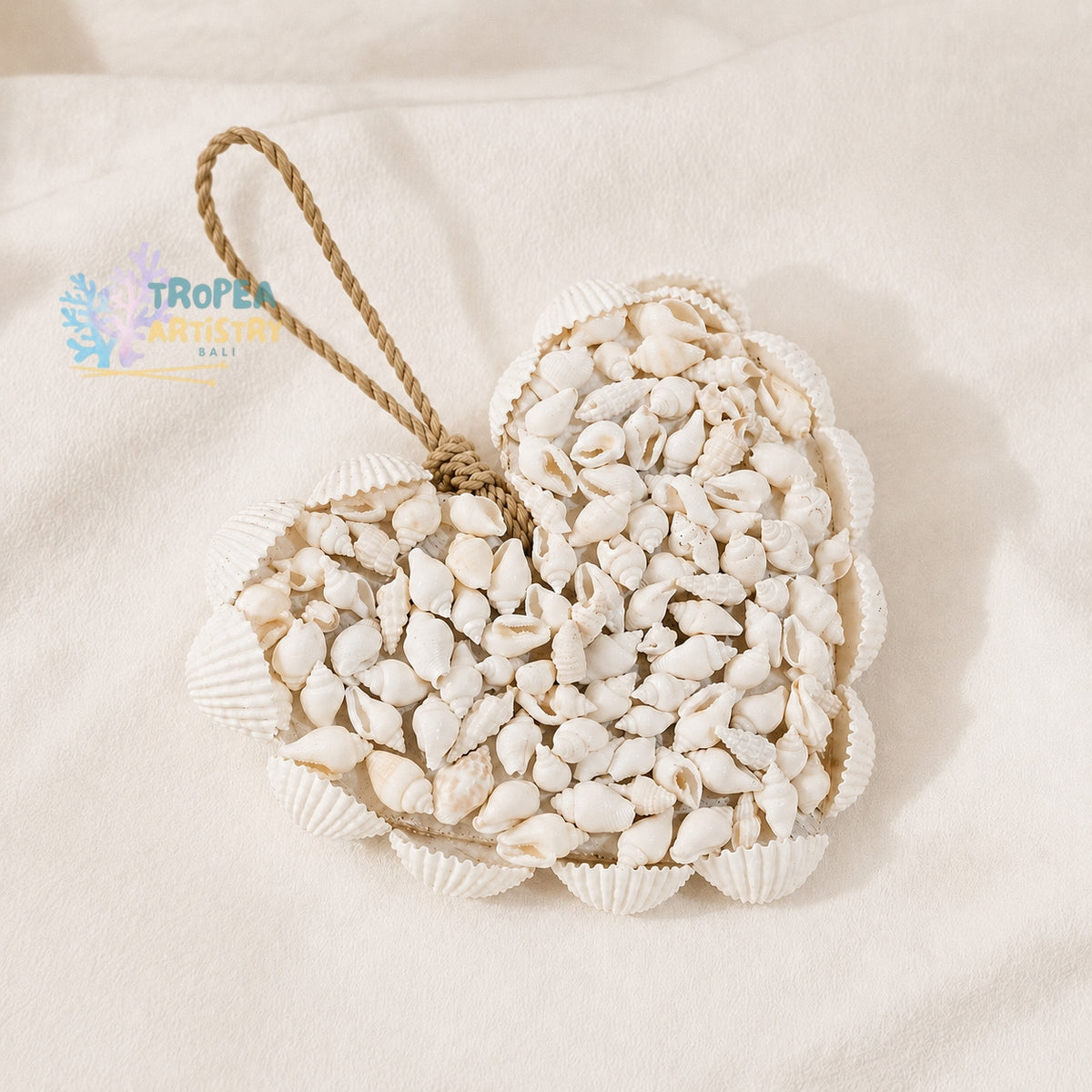 Natural White Heart Seashell Hanging Decor
