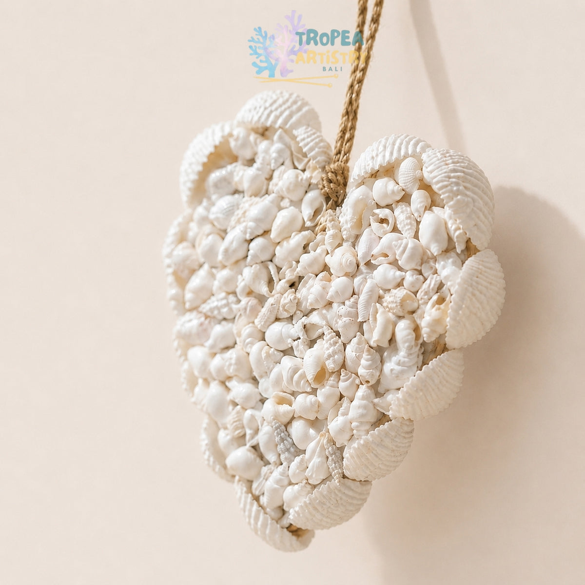Natural White Heart Seashell Hanging Decor