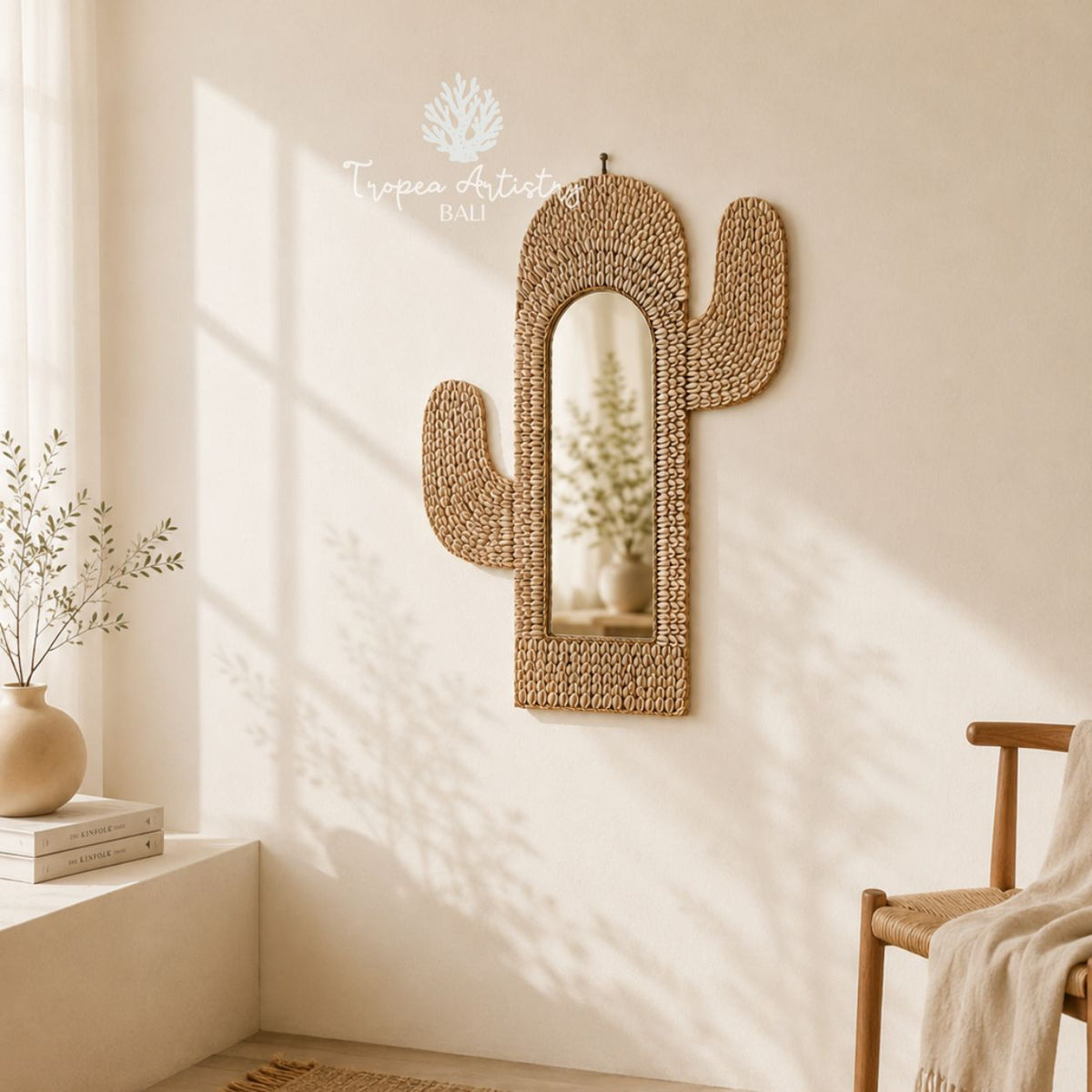 Cowrie Shell Cactus Mirror