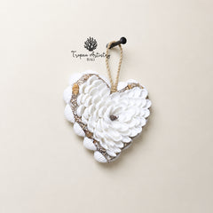 Sandy White Heart Seashell Hanging Decor