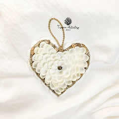 Sandy White Heart Seashell Hanging Decor