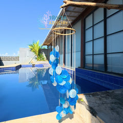 Blue Ocean Breeze Capiz Shell Wind Chime