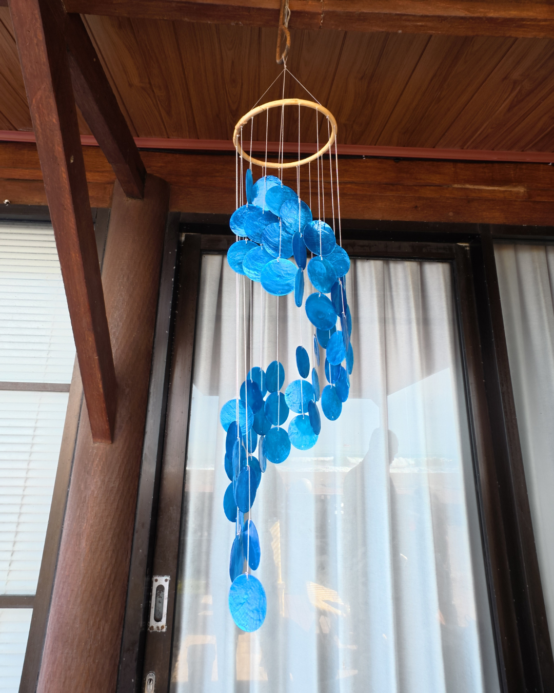 Ocean Blue Capiz Shell Wind Chime