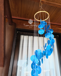 Ocean Blue Capiz Shell Wind Chime