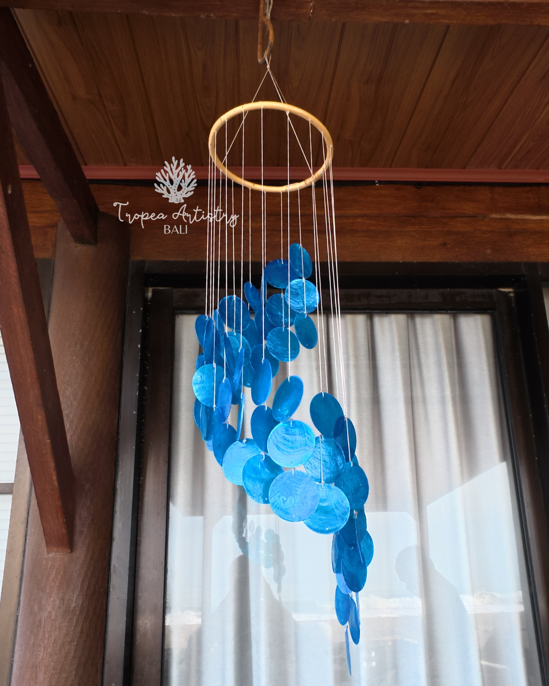 Ocean Blue Capiz Shell Wind Chime