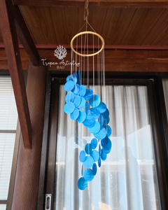 Ocean Blue Capiz Shell Wind Chime