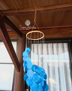Ocean Blue Capiz Shell Wind Chime