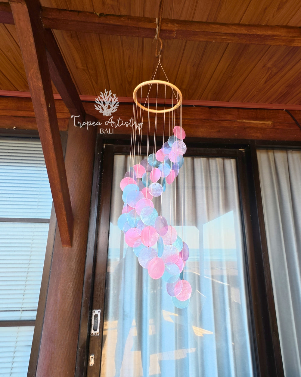 Pink Blue Capiz Shell Wind Chime