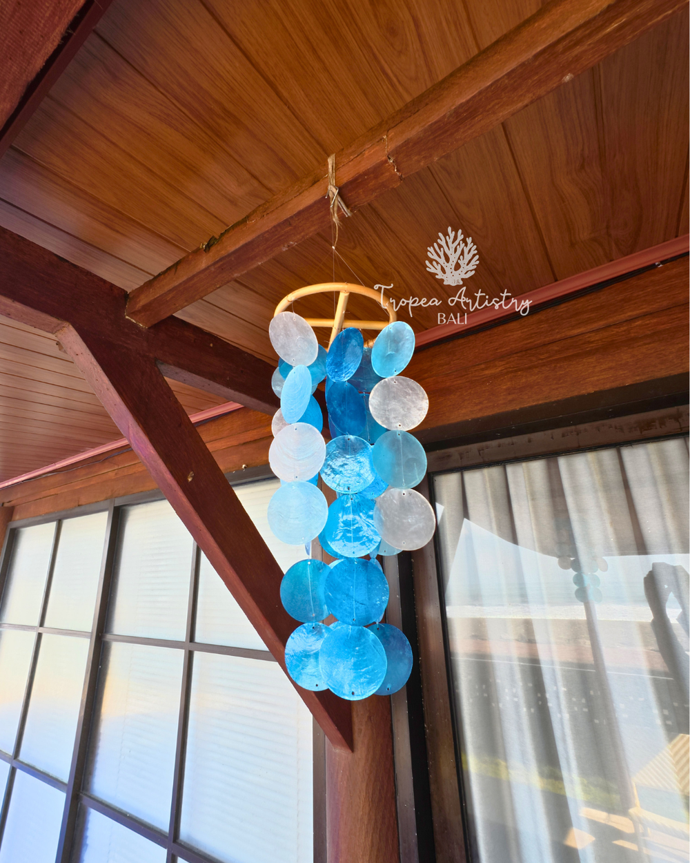 Tropical Blue Capiz Shell Wind Chime