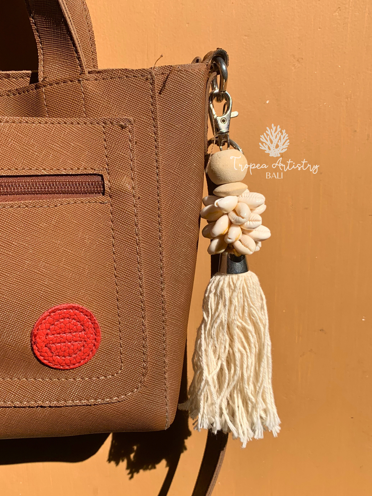 Yellow Cowrie Shell Keychain 2