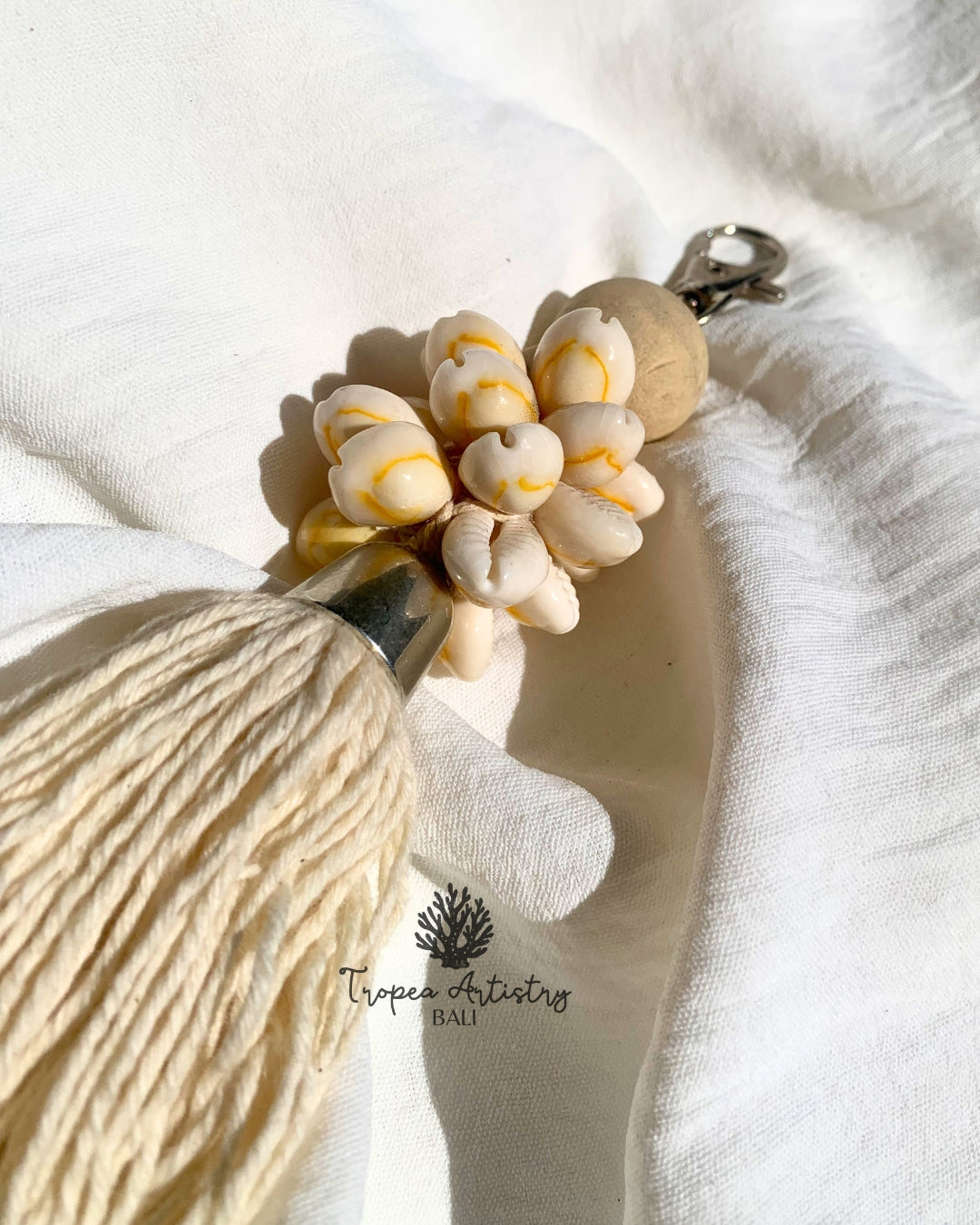 Yellow Cowrie Shell Keychain 4
