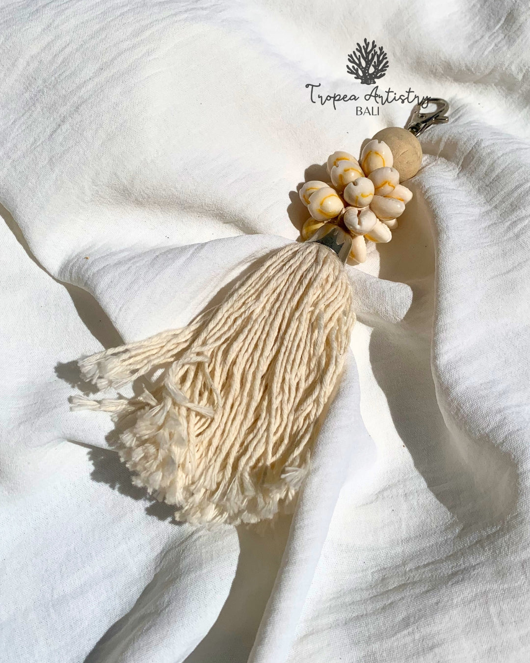 Yellow Cowrie Shell Keychain 5